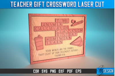 Teacher Gift Crossword Laser Cut SVG | Gift Crossword Laser Cut SVG