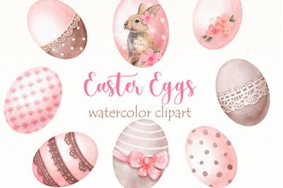 Watercolor Easter Eggs clipart, Hand painted rustic eggs png