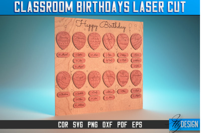 Classroom Birthdays Laser Cut SVG | Classroom Birthdays SVG | CNC File