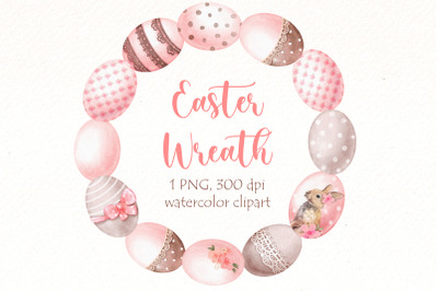 Easter Eggs Wreath clipart , watercolor holiday spring decor