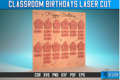 Classroom Birthdays Laser Cut SVG | Classroom Birthdays SVG | CNC File