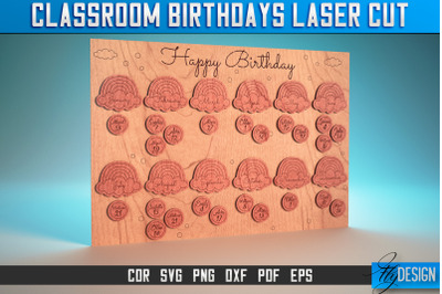 Classroom Birthdays Laser Cut SVG | Classroom Birthdays SVG | CNC File