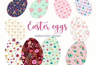 Easter Eggs clipart, Hand painted Spring decoration elements
