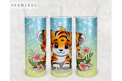 Baby Tiger Tumbler Wrap, 20 Oz Skinny Tumbler Sublimation Design, PNG