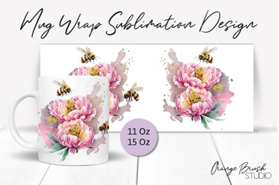 Bees Mug Wrap Sublimation Coffee Cup Wrap 11 Oz 15 Oz