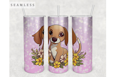 Dachshund Puppy Tumbler Wrap, 20 Oz Skinny Tumbler Sublimation Design