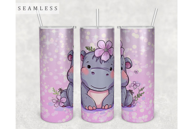 Baby Hippo Tumbler Wrap, 20 Oz Skinny Tumbler Sublimation Design, PNG