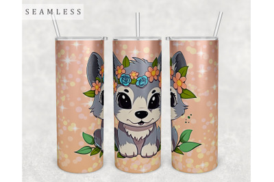 Baby Wolf Tumbler Wrap, 20 Oz Skinny Tumbler Sublimation Design, PNG