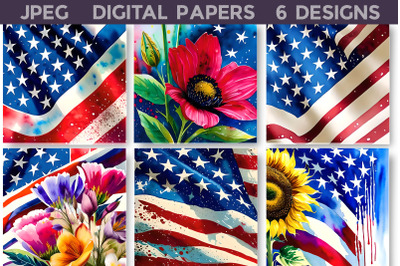 Patriotic Digital Papers | American Flag Digital Paper