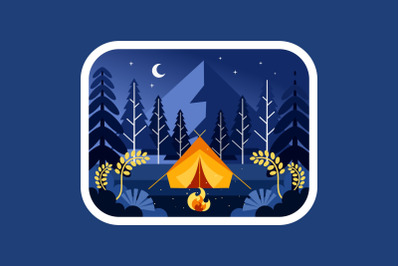 Camping at night in the forest