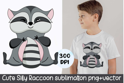 Cute Raccoon. Sublimation Design for t-shirts.PNG