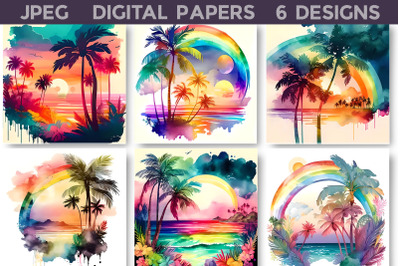 Sunset Beach Digital Paper