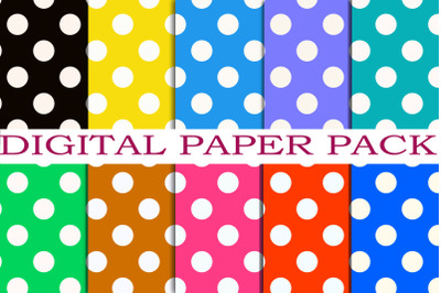 Polk dot multicolor digital paper pack-high resolution