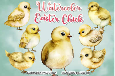 Easter Little Chick Watercolor Clipart