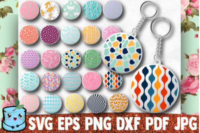 Round Keychain SVG Bundle | Pattern Key Fob Background