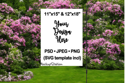 Garden Flag Mockup PSD File | Flower Yard Flag Mock Up