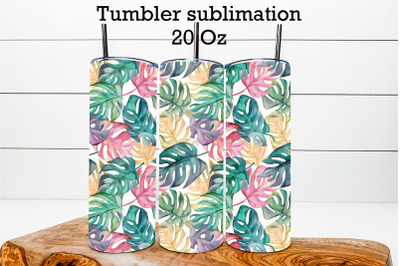 Monstera leaves tumbler | Tropical tumbler