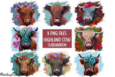 Highland Cow PNG Bundle | Western T-shirt Sublimation Design