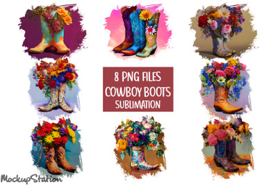 Cowboy Boots PNG Bundle | Western T-shirt Patches Designs