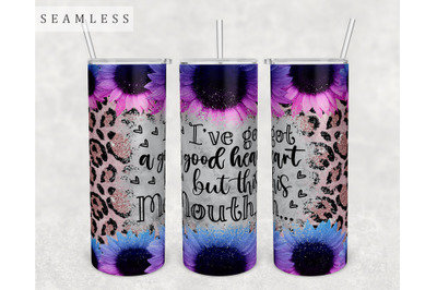 I&#039;ve Got A Good Heart But This Mouth Tumbler Wrap, Funny Tumbler PNG