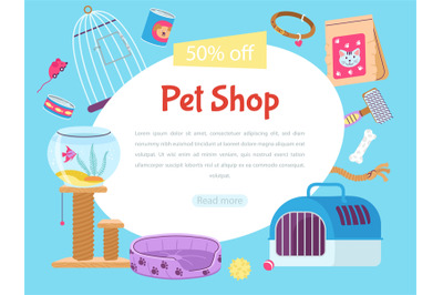 Pet shop banner template. Veterinary store advertisement&2C; sale zoo too