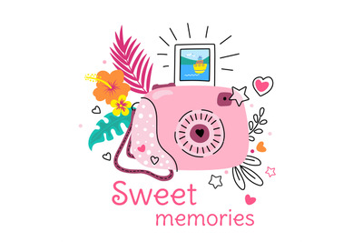 Sweet memories. Camera savings beautiful moments, t-shirt art print de