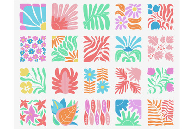 Trendy abstract botanical tile matisse style inspiration. Flat doodle