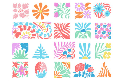 Decorative doodle floral modern elements. Abstract contemporary botani