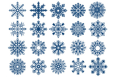 Snowflakes xmas collection design. Ice snow, isolated snowflake silhou