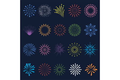 Color festival fireworks elements. Holiday colorful sparkler, firework