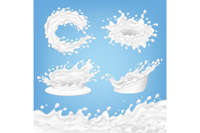 Realistic milk splash and flow. Light milky wave, cream, yogurt. White