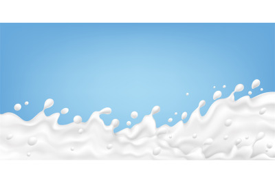 Realistic milk splash banner. Yogurt or creamy liquid&2C; white fluid on