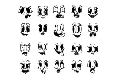 Retro comic vintage cartoon faces. Retro mascot face, isolated abstrac