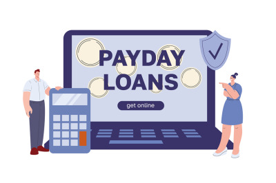 Get online payday loans. Financial support vector concept, internet ba