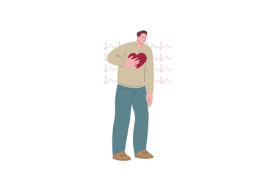 Heart attack vector concept. Cardiology&2C; problems with heart. Man has