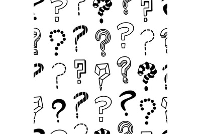 Question seamless pattern. Questions doodle marks, interrogation point