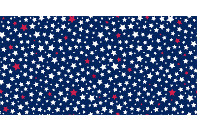 American colors starry background. Simple stars on blue seamless patte