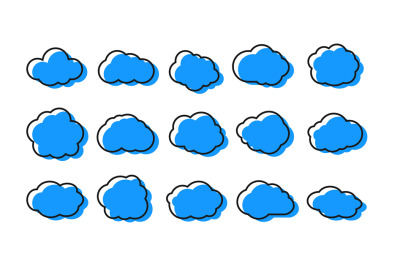 Clouds neon icons set. Blue cloud&2C; simple trendy bubbles design. Decor