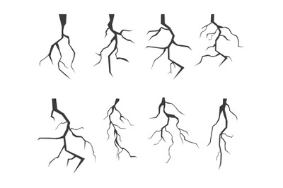 Isolated black thunderstorm elements design. Storm lightning vector si