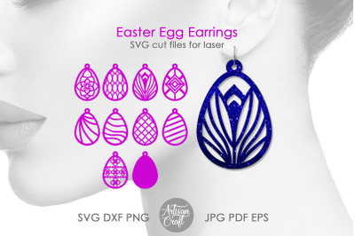 Easter earrings SVG, Easter egg earrings, laser cut earrings SVG