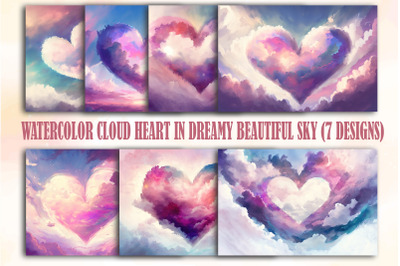 Watercolor Cloud Heart In Dreamy Beautiful Sky Backgrounds