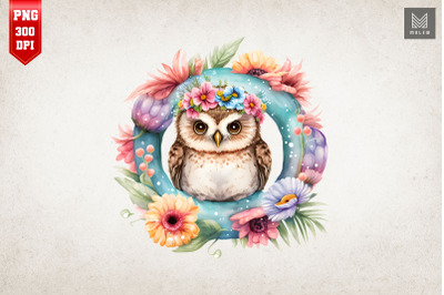 Cute Owl Summertime Watercolor