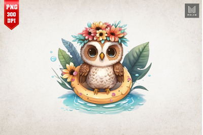 Cute Owl Summertime Watercolor 5