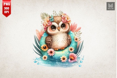 Cute Owl Summertime Watercolor 6