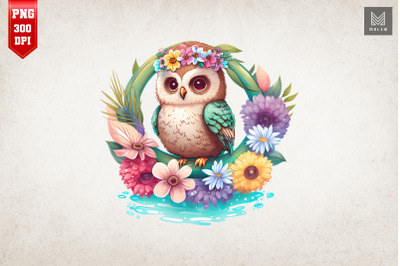 Cute Owl Summertime Watercolor 12