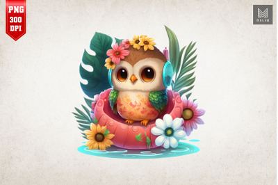 Cute Owl Summertime Watercolor 14