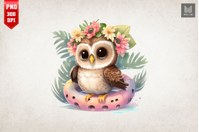 Cute Owl Summertime Watercolor 15
