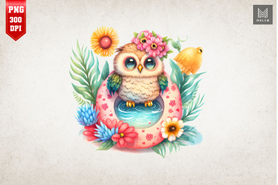 Cute Owl Summertime Watercolor 17