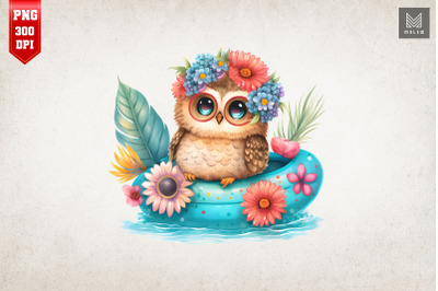 Cute Owl Summertime Watercolor 18