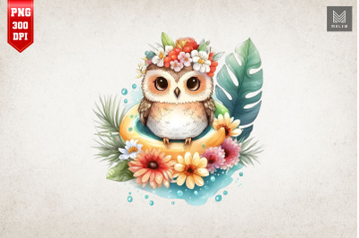 Cute Owl Summertime Watercolor 19